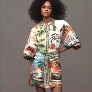 Alemais Paradiso Linen Shirtdress Mini Anthropologie 8US/ AU 12 fits like a 6